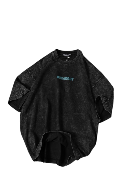 Antrasit Snake Baskı Özel Yıkamalı Kumaş Oversize